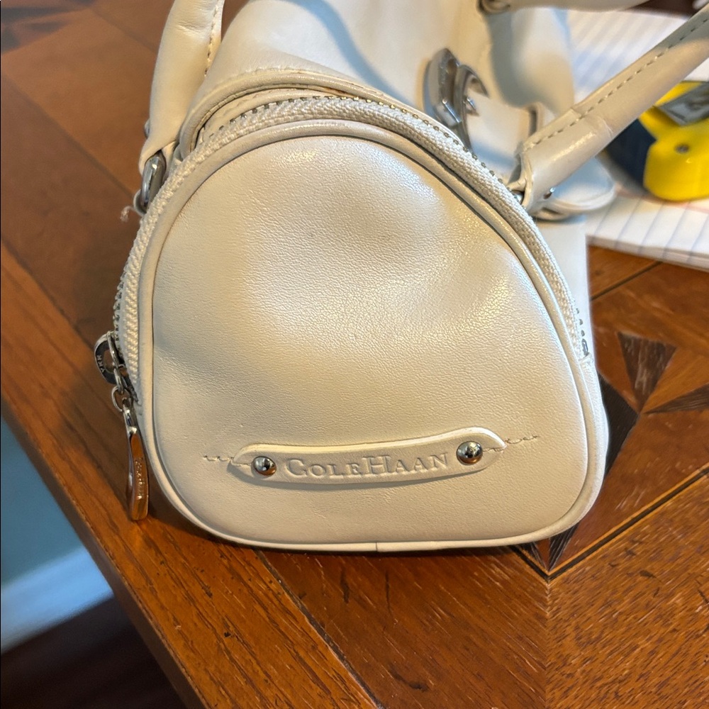 Cole Haan White Shoulder Bag with Silver Accents - Picture 3 of 10